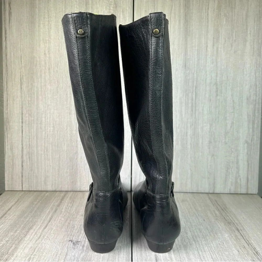 Frye Bonnie Black Leather Low Heel Flat Mid Calf Tall Ring Boots Women’s Size 6 - Picture 7 of 10